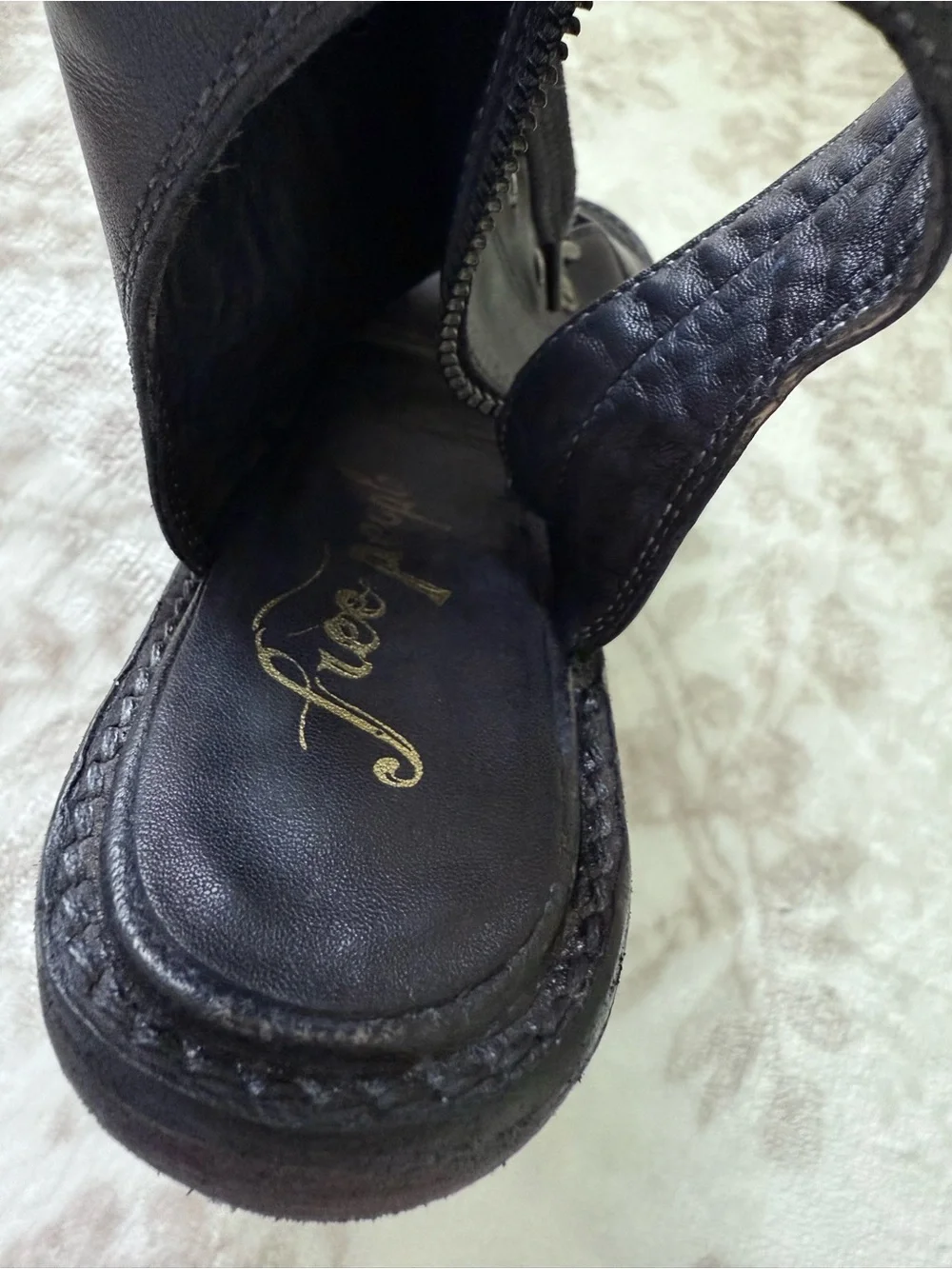 Free People City of Lights Open Toe Lace Up Bootie Block Heel